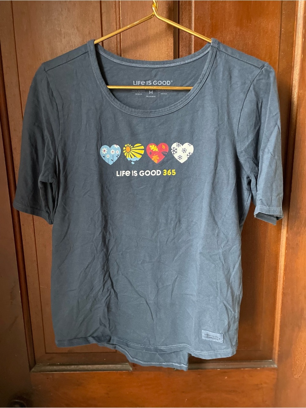 Life is Good women's medium short sleeve blue top